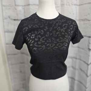 Theory Black Crop Fitted Tee